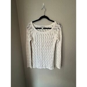 LOFT Womens Sweater Size Small Ann Taylor Off White Loose Weave Long